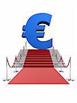 3d rendered illustration of an euro sign on a red carpet