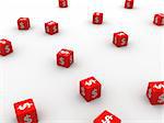 3d rendered illustration of some red dice with dollar sign