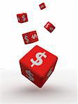 3d rendered illustration of some falling dice with dollar sign