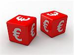 3d rendered illustration of two dice with euro sign