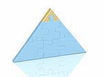 Pyramid from parts of a puzzle with gold top