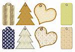 Christmas gift tags of different forms. Isolated on a white background.