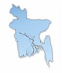 Bangladesh map light blue map with shadow. High resolution. Mercator projection.