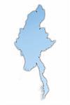 Burma map light blue map with shadow. High resolution. Mercator projection.