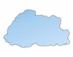 Bhutan map light blue map with shadow. High resolution. Mercator projection.