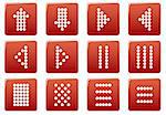 Matrix symbols square icons set. Red - white palette. Vector illustration.