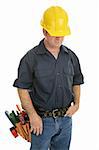 Construction worker isolated on white background.