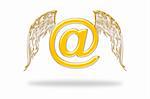 Email with a angel wings on a white background