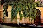 Artistic work of my own in retro style - Postcard from Italy. - Ivy and gondola - Venice.