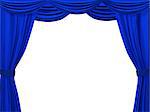 Theatrical curtain of blue color. Object over white