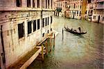 Artistic work of my own in retro style - Postcard from Italy. - Gondola Grand Canal - Venice.