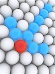 3d rendered illustration of blue and red balls