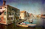 Artistic work of my own in retro style - Postcard from Italy. -Sunny day- Venice.