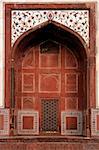 India, Agra: Taj Mahal; view of one lateral door of the mosque