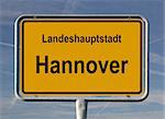 General city entry sign of Hannover, capital of Niedersachsen (LowerSaxony) in Germany