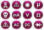 Gadget icons set. White - purple palette. Vector illustration.