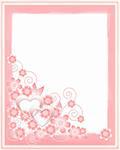 Wedding card with two hearts and flowers