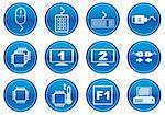 Gadget icons set. White - dark blue palette. Vector illustration.