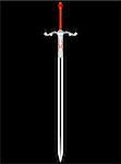 Steel sword of the knight on a black background - a vector
