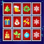 Vector Christmas Stamp Collection / red set