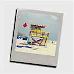 Colorful lifeguard stand in photo frame