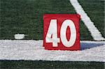 A red Football forty yard marker