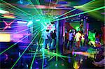 Party at Disco with young people and fantastic laser show