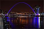 The Millennium Bridge as seen at night.