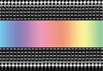 Abstract illustration of silver and black mesh on a horizontal axis with a soft rainbow spectrum central section.