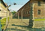 Barbwire fence in Auschwitz I concentration camp in Poland