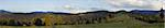 Summer panorama view on mountainous green pasture meadow  (Slavske village, Carpathian Mts, Ukraine). Eleven shots composite picture.