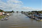 Boat docks along the Genesee River, Rochester, New York