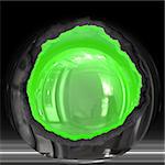 Glowing green nucleus
