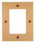 Wooden photo frame on a white background with copy space