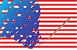 Vector - American flag sketched out using a pencil. Concept: Election day.