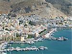 An aerial view of the port of Kalymnos, Greece