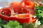 sliced red pepper with parsley