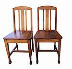 Two Antique wooden chairs with clipping path