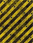 old grungy yellow hazard sign full of bullet holes