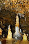 Rock formations inside of a cave in Dordogne region, France