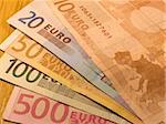 Banknotes of 10, 20, 50, 100. 500 euros