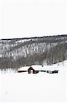 Winter Mountain Scene with Cabin