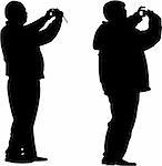 vector image of two tourists  photographer