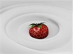 3d rendered illustration of white cream with a strawberry