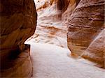 Nabatean aqueduct  in Petra (Al Khazneh), Jordan.  Carved in rocks all through the Siq canyon. Ruins from Roman empire time.