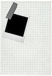 XXL size squared paper page and blank photo frame isolated on pure white background