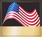 Vector - American USA flag waving with metallic or metal effect.