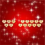 3d golden hearts, red letters, text - you steal my heart, background stars, lights