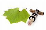 Corkscrew and cork with grapeleaf.