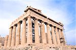 Wide angle view of the Parthenon at the Acropolis in Athens, Greece. c 5th century B.C.